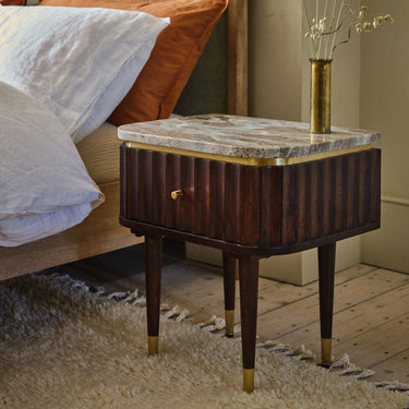 Flute Marble Bedside Table - Vintage