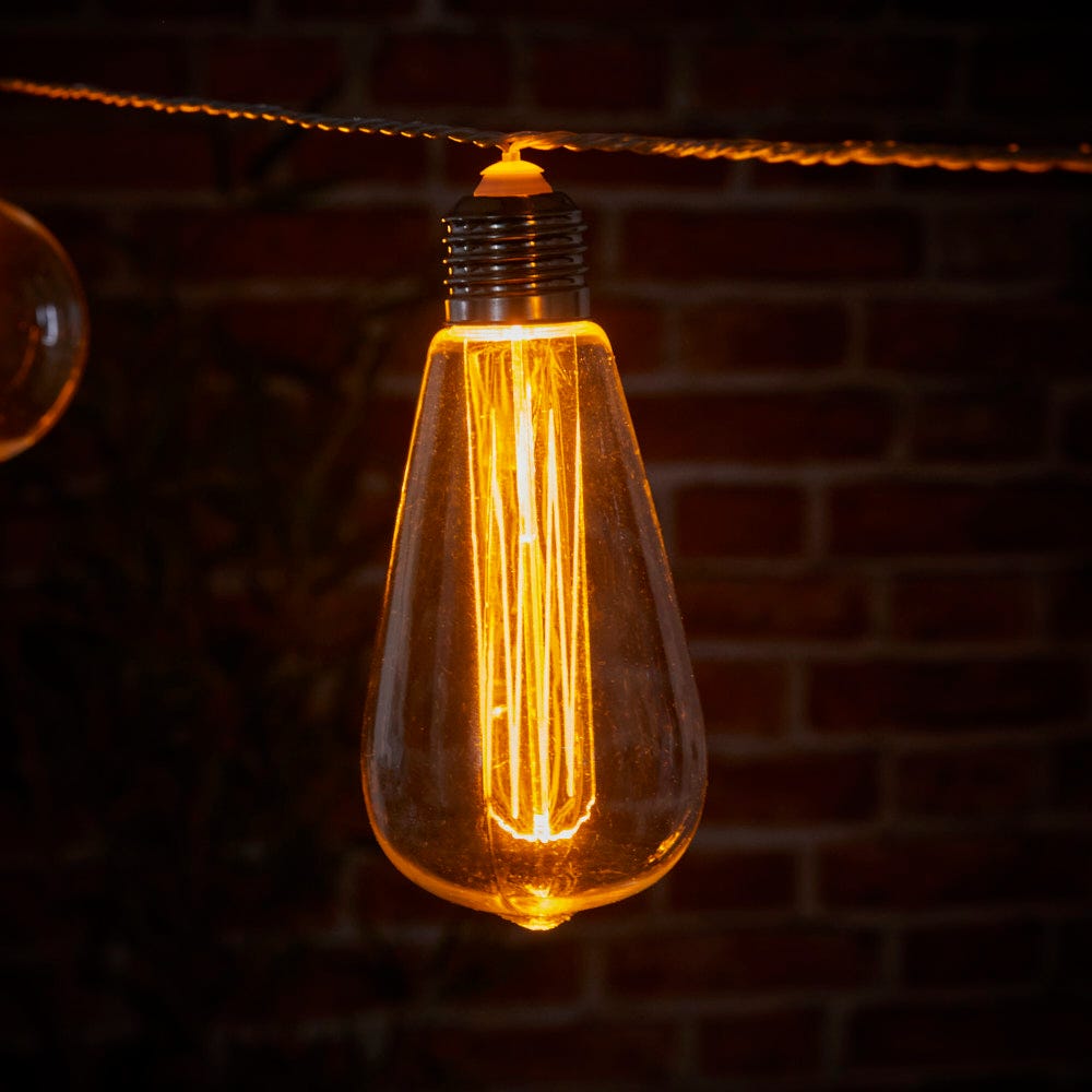 INDOOR OUTDOOR CONNECTABLE FESTOON LIGHTS - 10 MIXED ANTIQUE STYLE BULBS