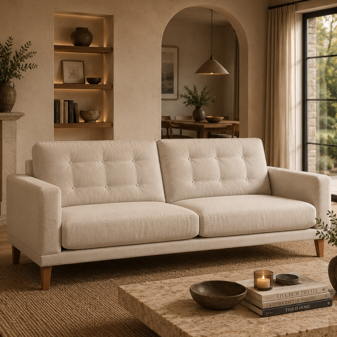 Fitzroy 4 Seat Sofa Bone Easy Care Velvet