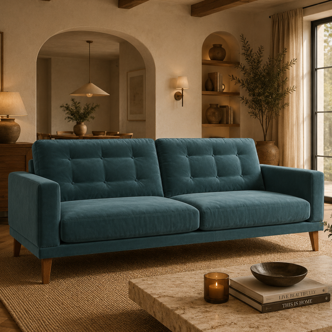 Fitzroy 4 Seat Sofa Airforce Easy Care Velvet