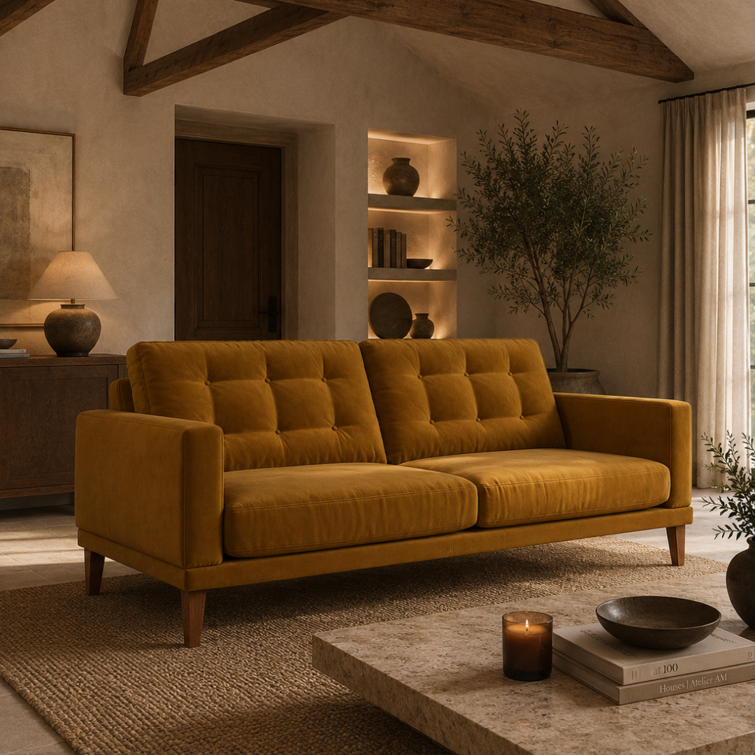 Fitzroy 4 Seat Sofa Turmeric Easy Care Velvet