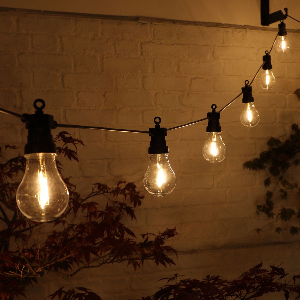 Indoor Outdoor Connectable Festoon Lights 20 Bulbs 7.6M Long