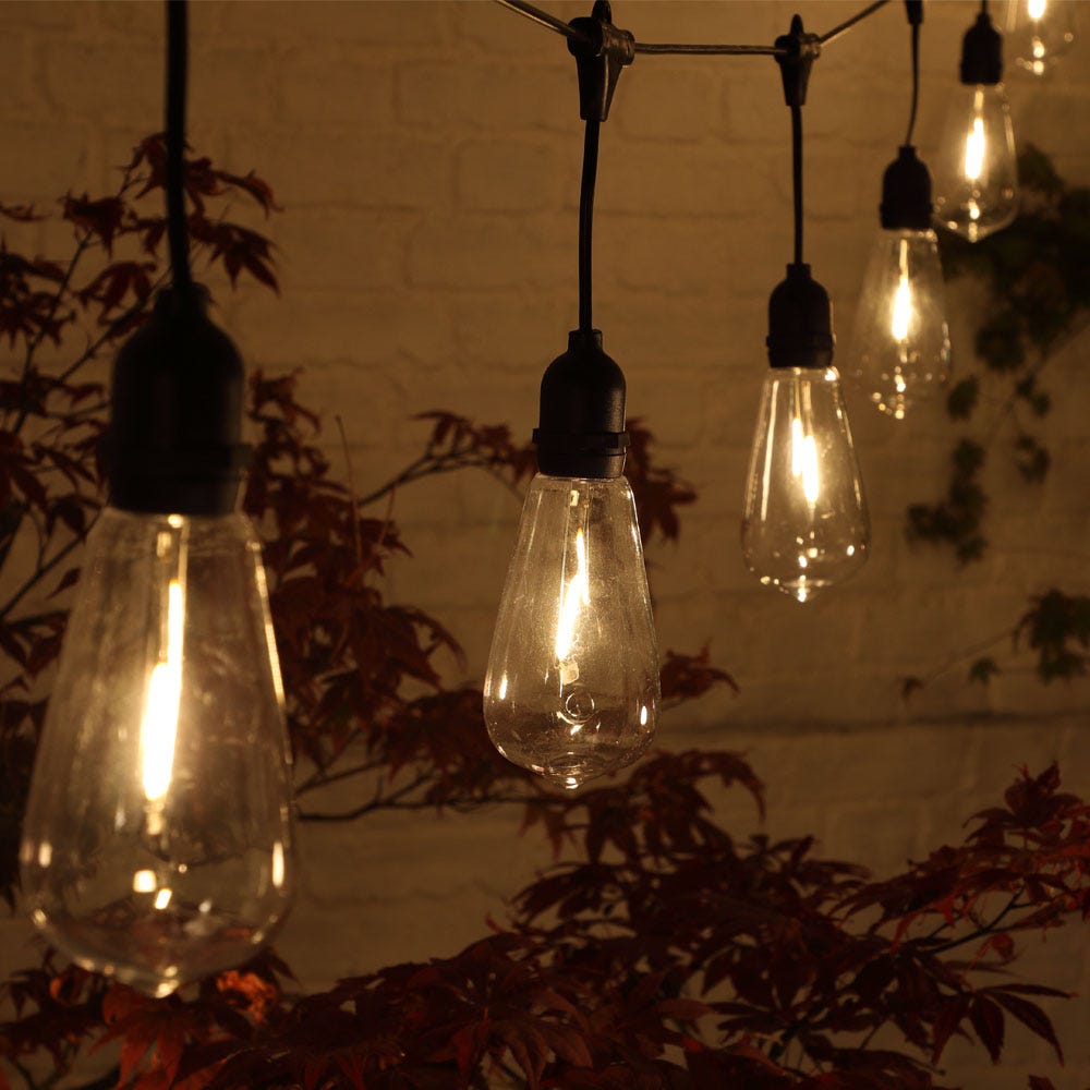 Indoor Outdoor Connectable Festoon Lights Drop 20 Bulbs 7.6M Long
