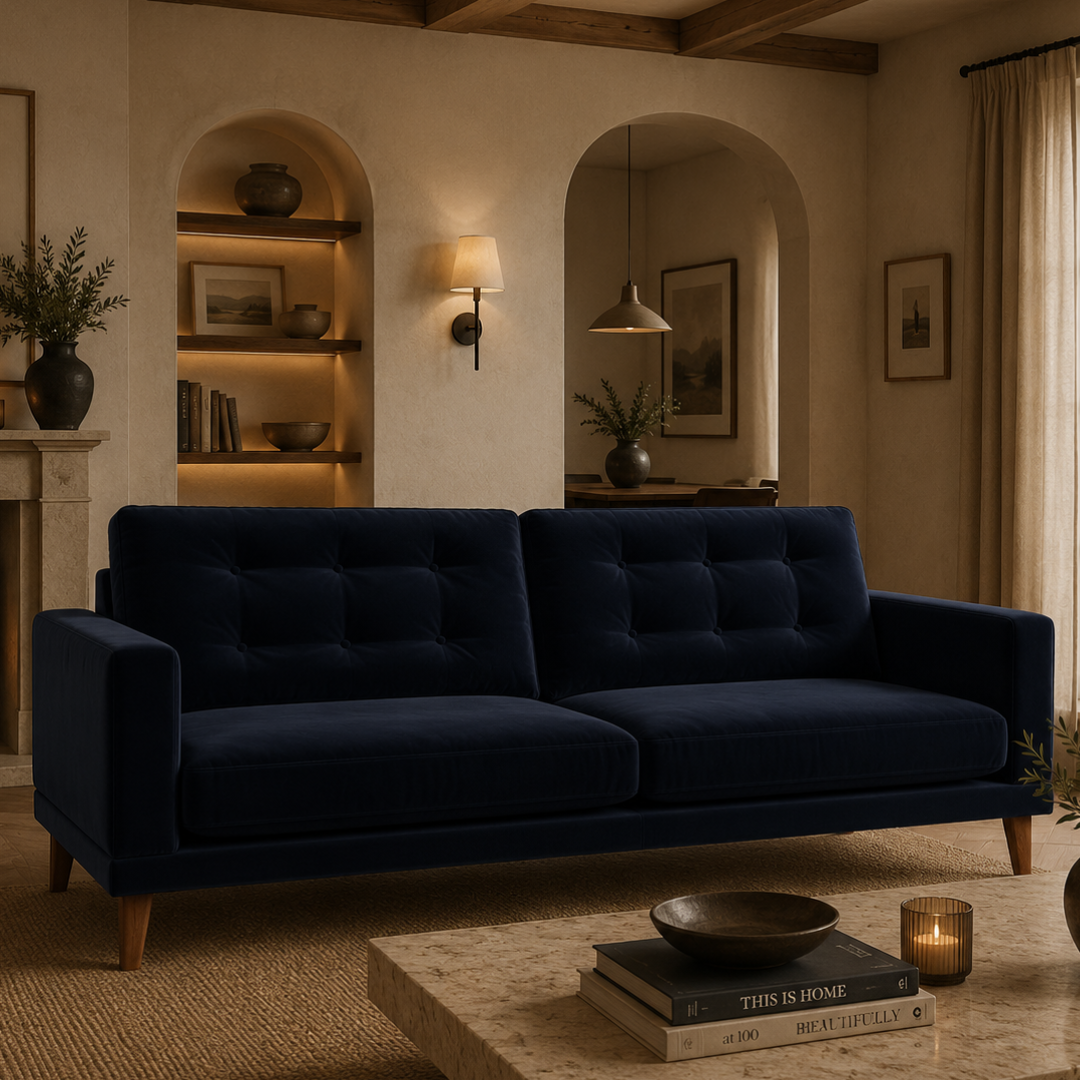 Fitzroy 4 Seat Sofa In Indigo Easy Care Velvet
