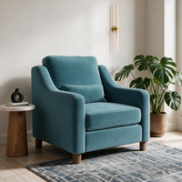 Hampton Armchair In Airforce Eco Velvet