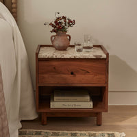 Brera Bedside Table with Panther Stone
