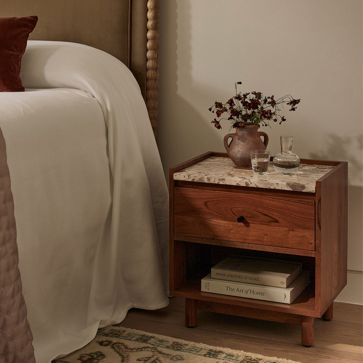Brera Bedside Table with Panther Stone