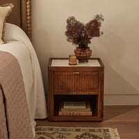 Claris Fluted Marble Bedside Table