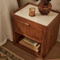 Claris Fluted Marble Bedside Table