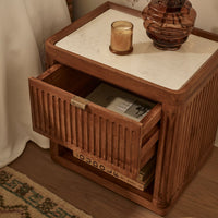 Claris Fluted Marble Bedside Table
