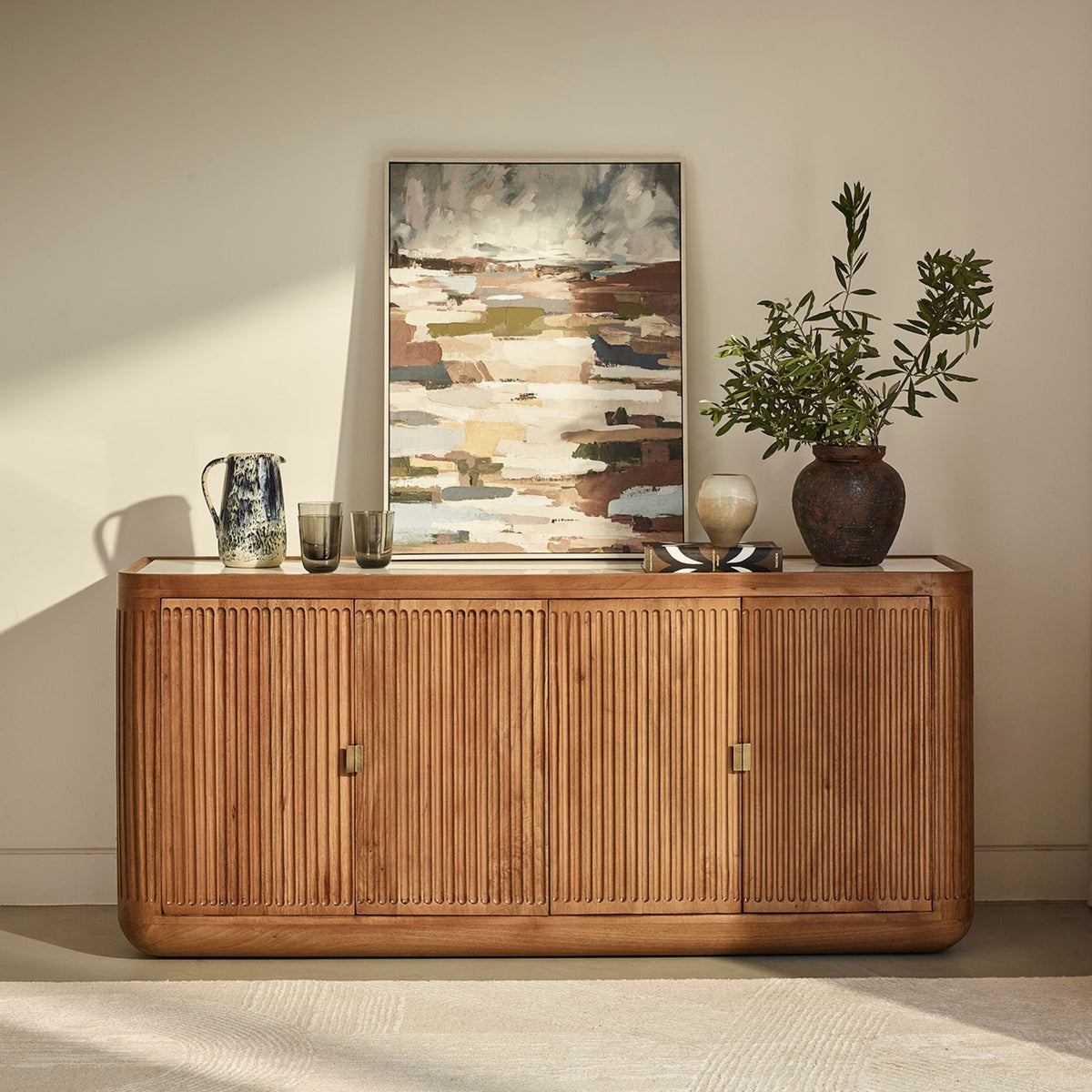 Claris Fluted Marble Sideboard