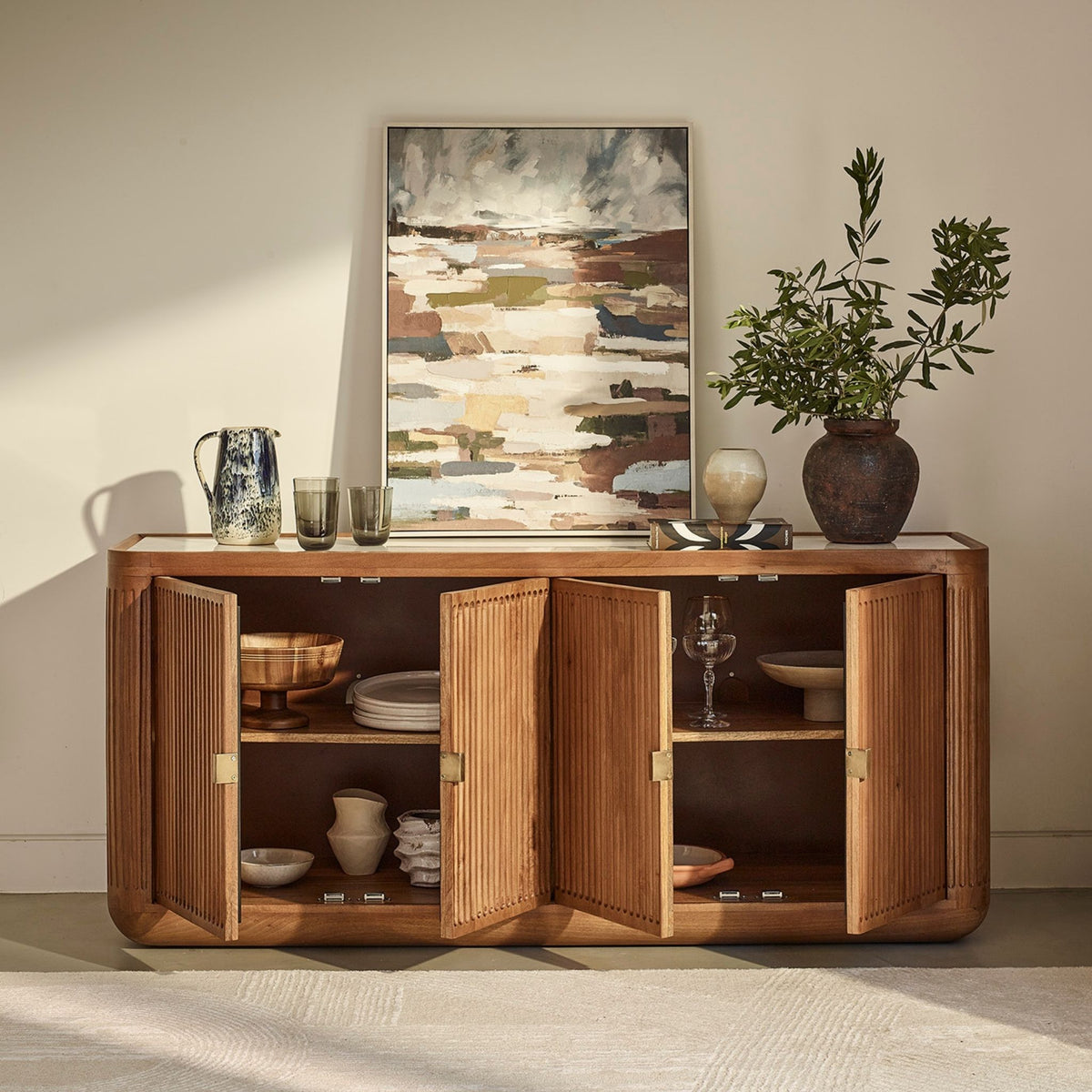 Claris Fluted Marble Sideboard