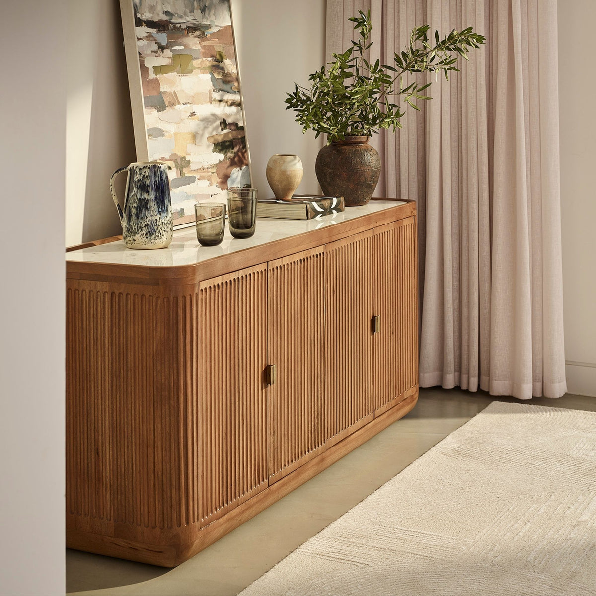 Claris Fluted Marble Sideboard
