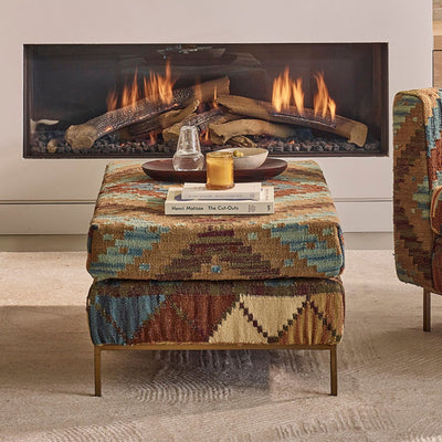 Jaipur Ottoman in Kilim Rug