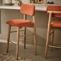 Layla Bar Stool in Rust Velvet