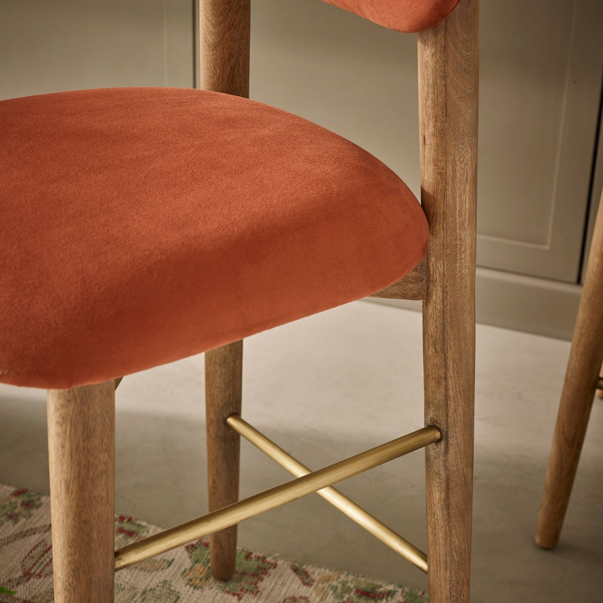 Layla Bar Stool in Rust Velvet
