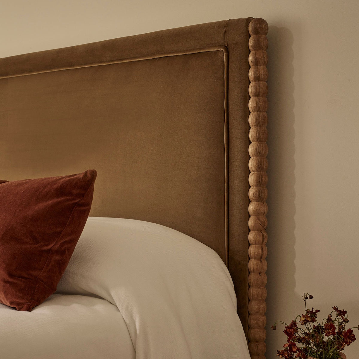 Oxford Upholstered Headboard King in Olive Velvet