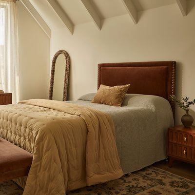 Oxford Upholstered Headboard King in Chocolate Velvet