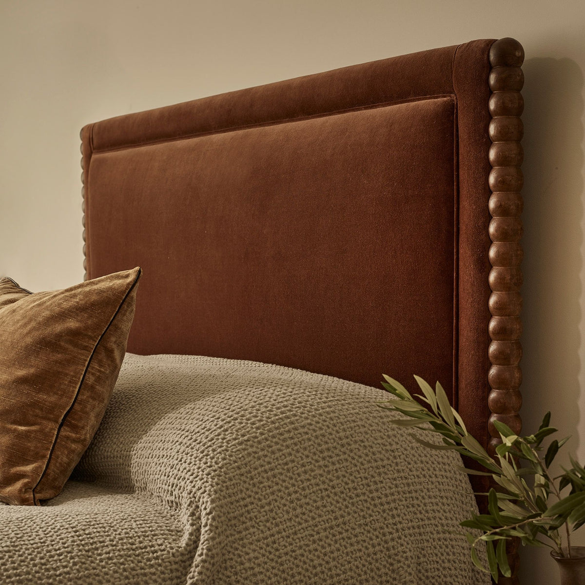 Oxford Upholstered Headboard King in Chocolate Velvet