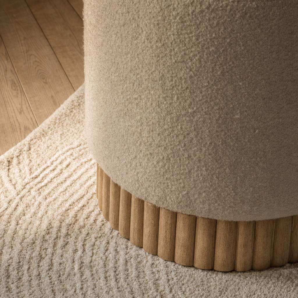 Holborn Footstool In Natural Boucle