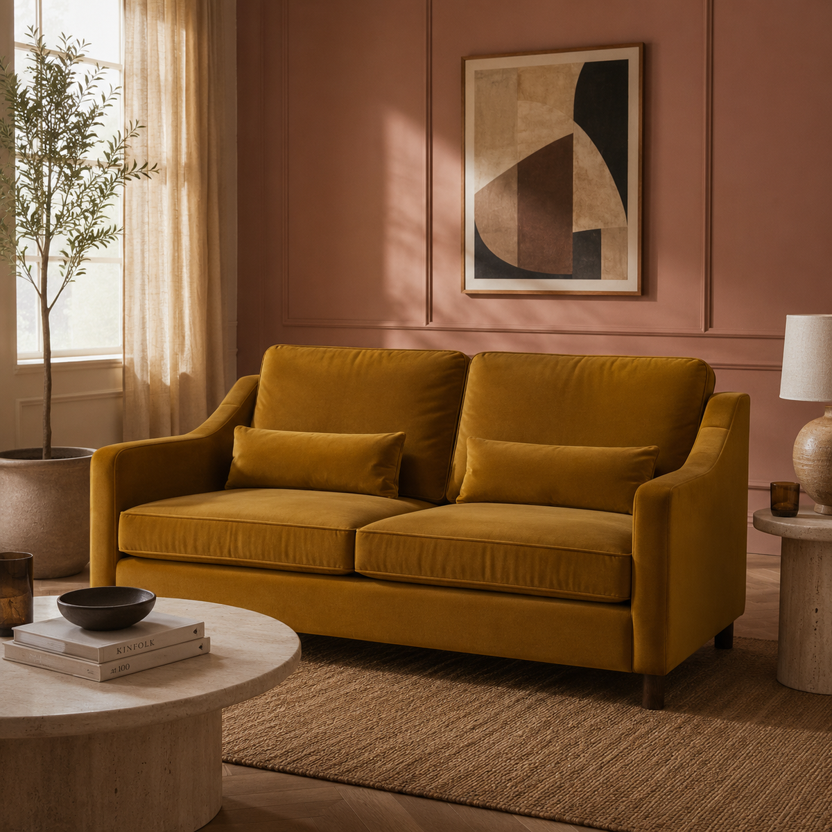 Hampton 4 Seat Sofa Turmeric Easy Care Velvet