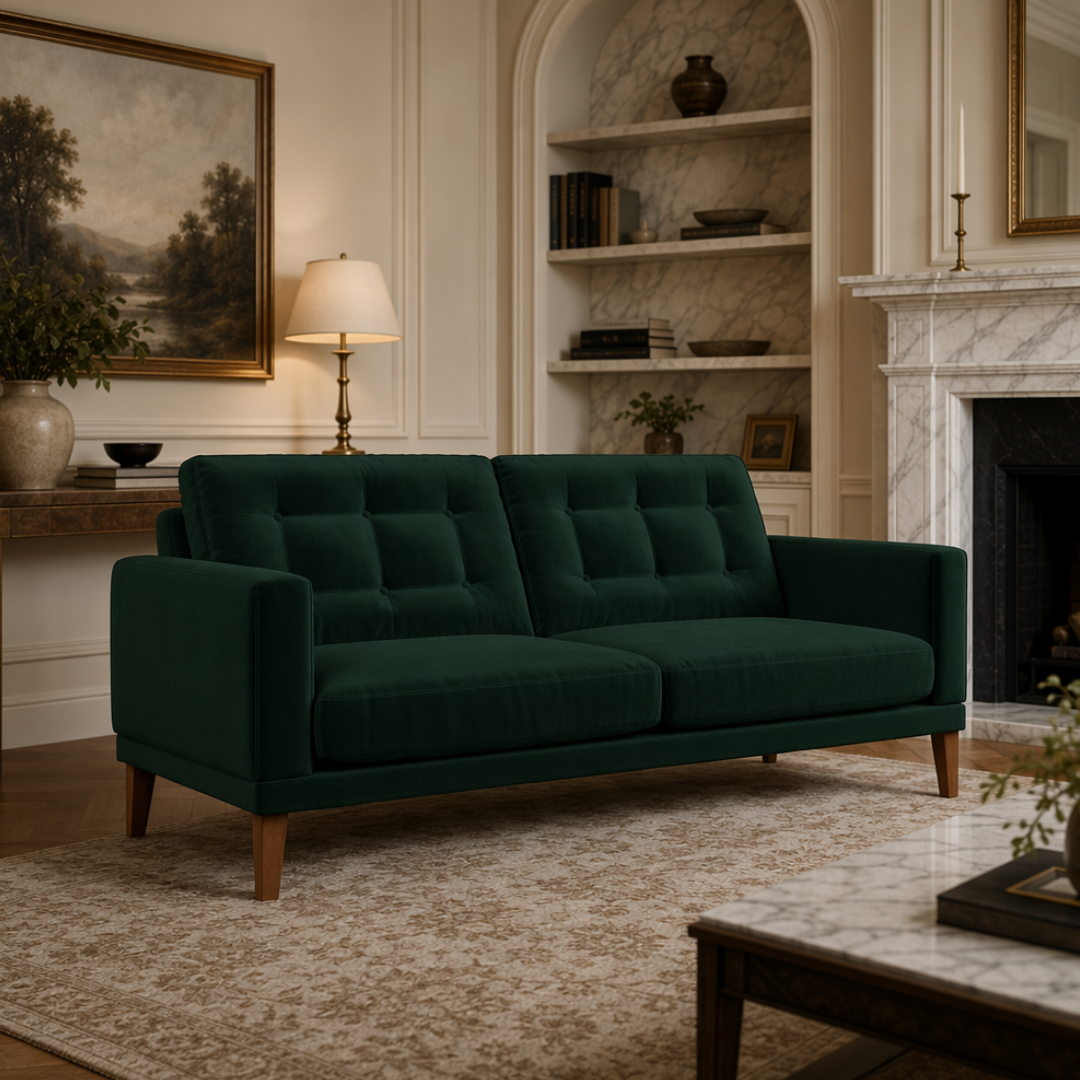 Fitzroy 3 Seat Sofa Hunter Easy Care Velvet