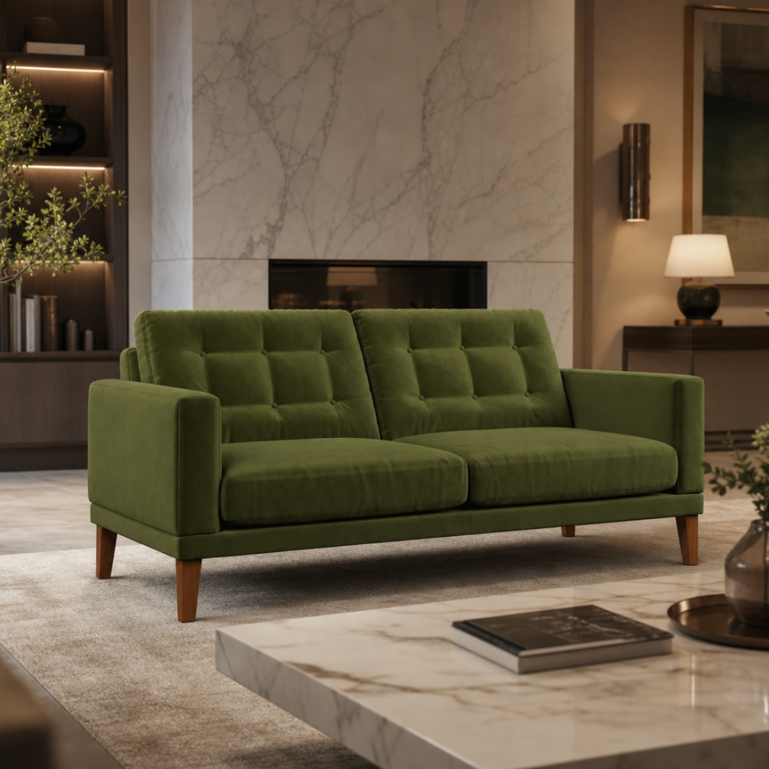 Fitzroy 3 Seat Sofa Vine Easy Care Velvet