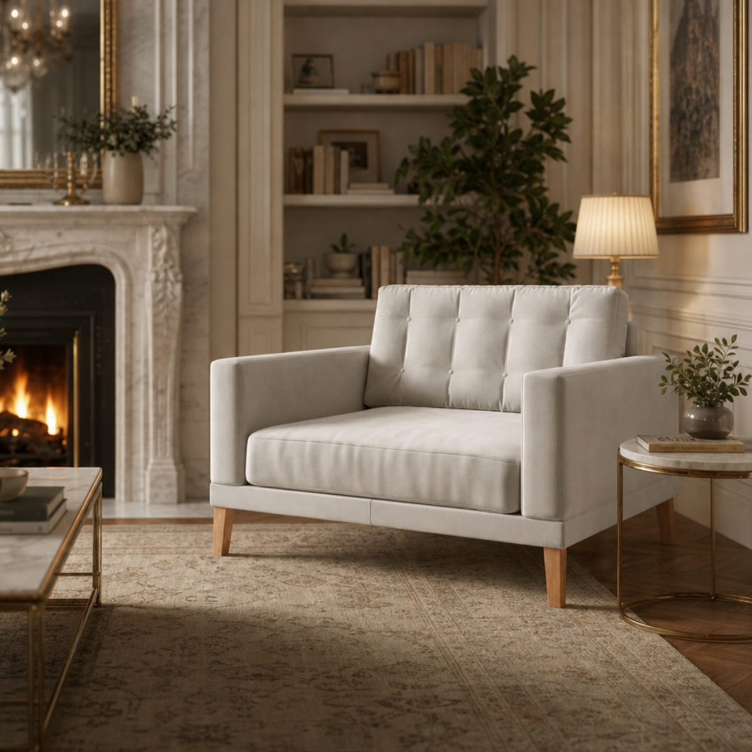 Fitzroy Loveseat Bone Easy Care Velvet