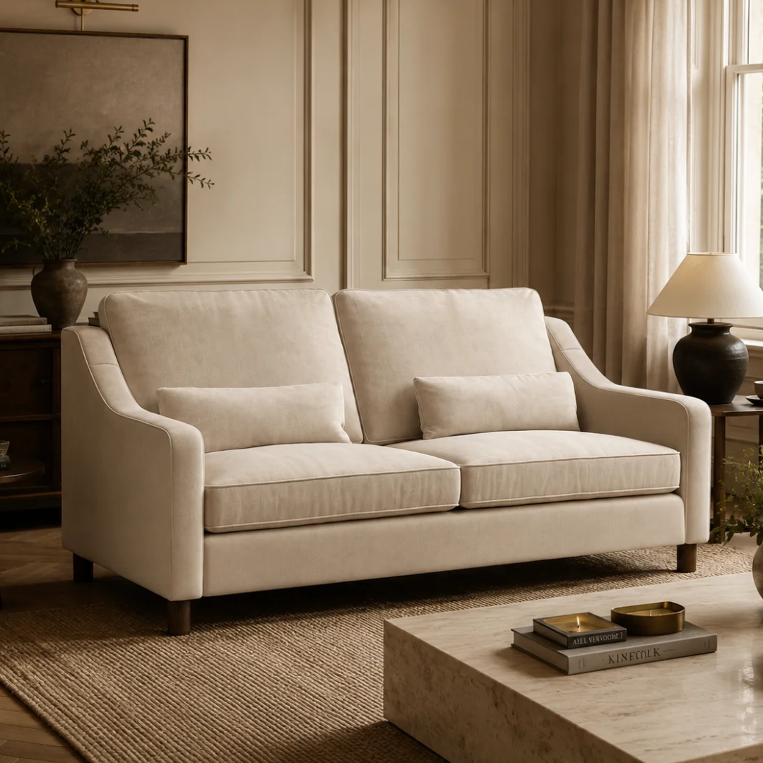 Hampton 4 Seat Sofa Bone Easy Care Velvet