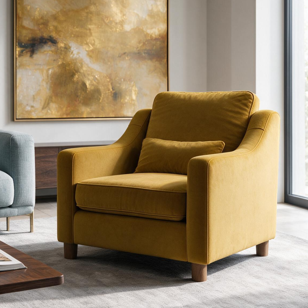 Hampton Armchair In Turmeric Eco Velvet