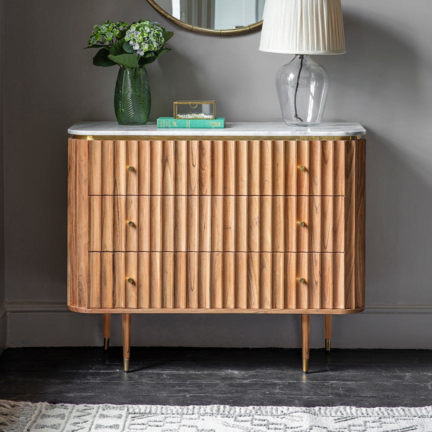 Flute Marble Chest Drawers