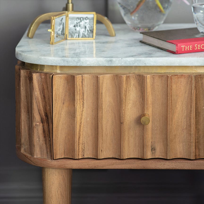 Flute Marble Bedside Drawer