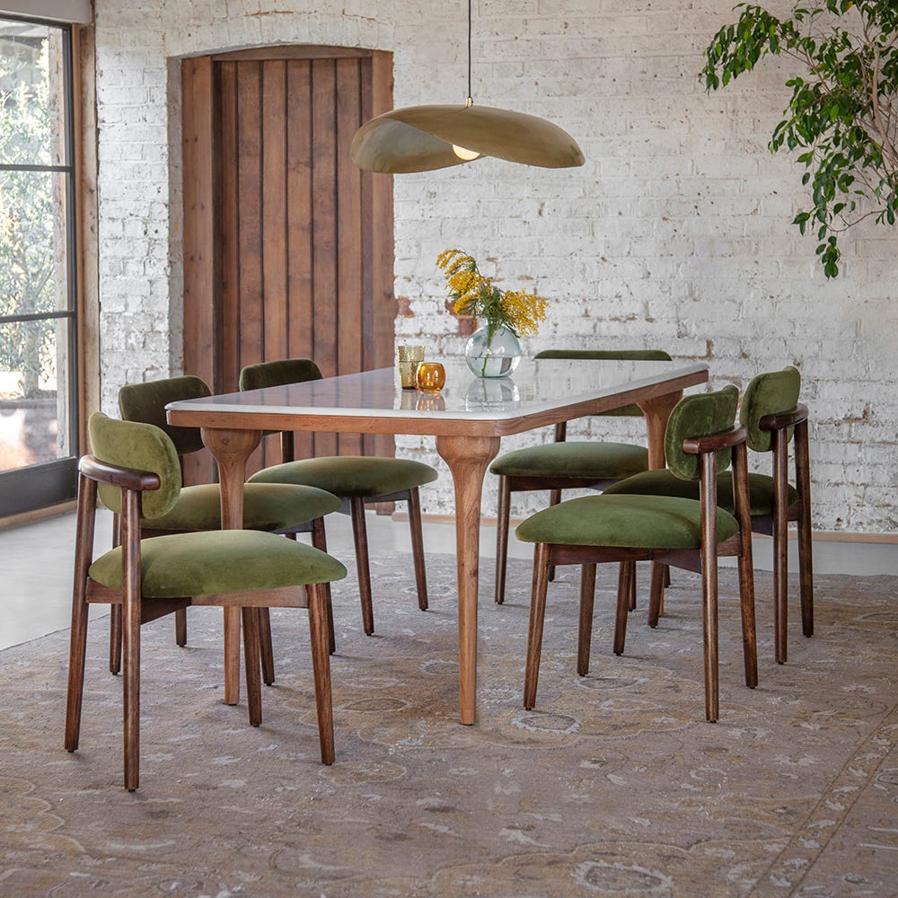 Layla Dining Chair in Deep Green Velvet 