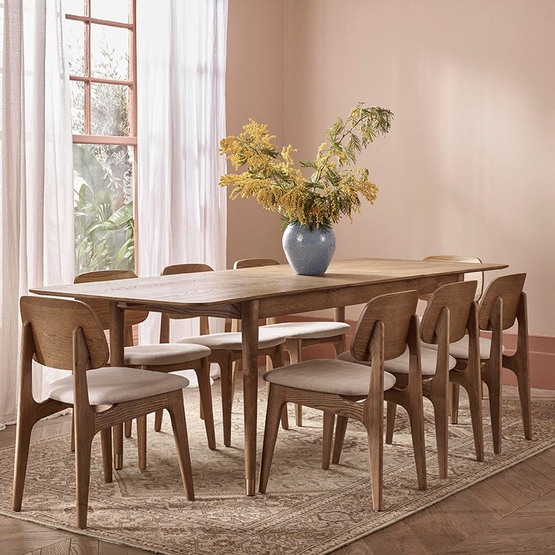 BYRON  EXTENDING DINING TABLE- MUTED OAK FINISH