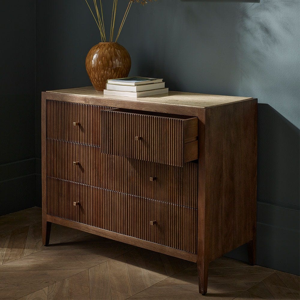 MIRABELLE TRAVERTINE CHEST OF DRAWERS