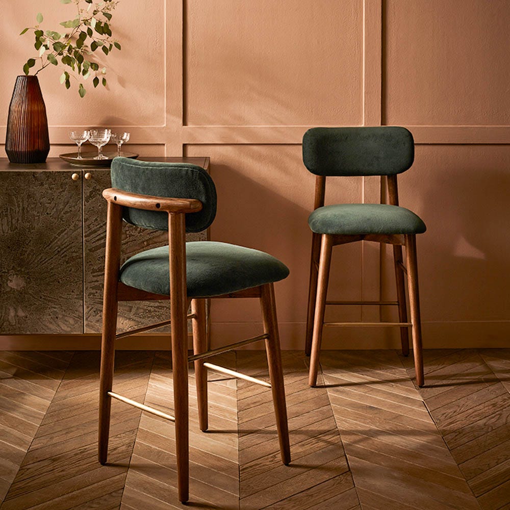 LAYLA BAR STOOL - PETROL BLUE VELVET