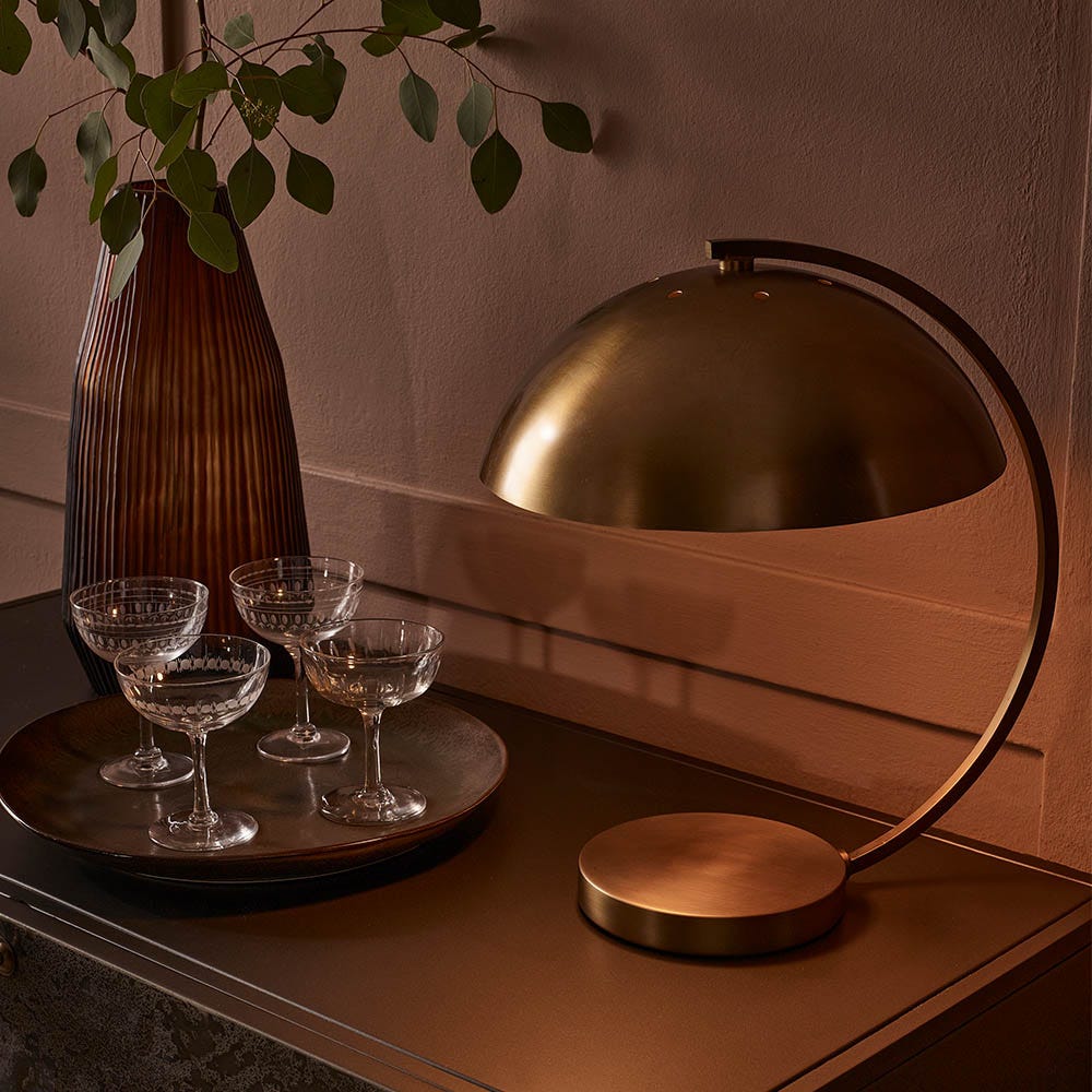 PENNY DESK LAMP IN ANTIIQUE BRASS FINISH