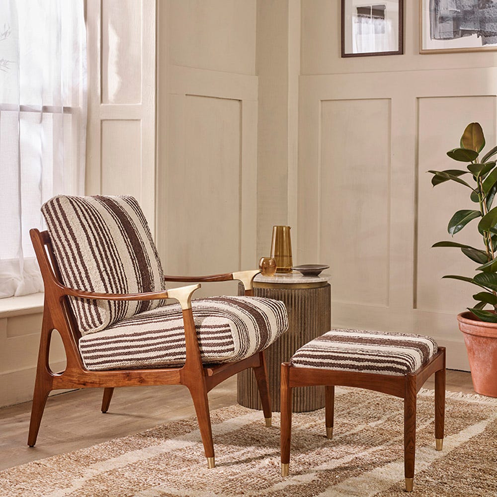LEVI FOOTSTOOL IN STRIPED RUG