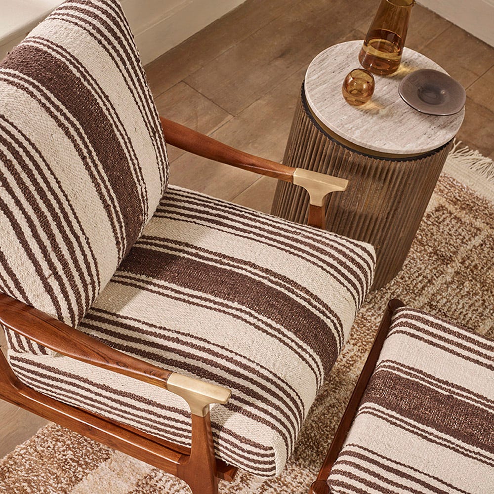 LEVI ARMCHAIR IN STRIPED RUG