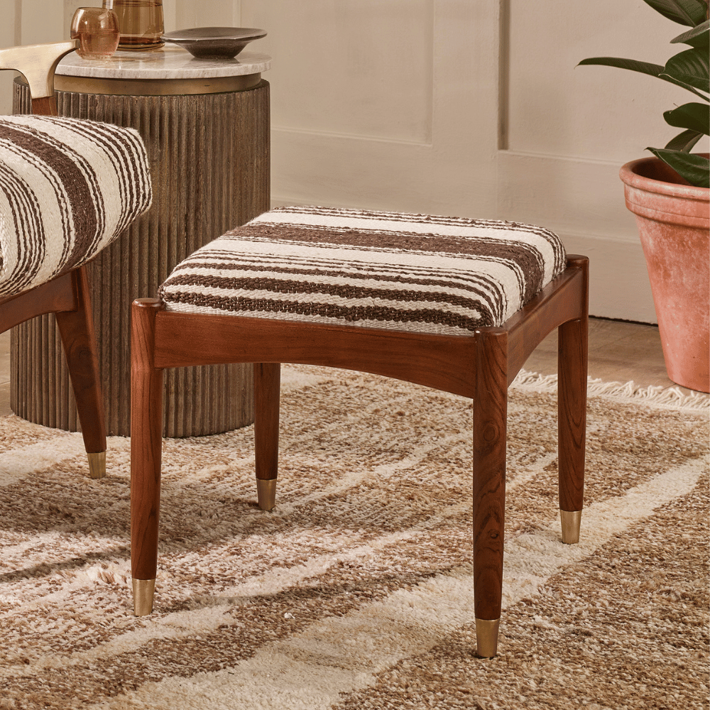 LEVI FOOTSTOOL IN STRIPED RUG