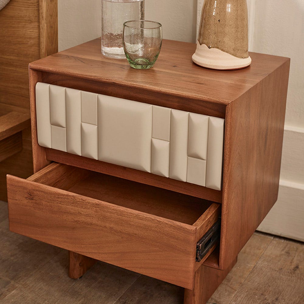 LISBON BEDSIDE TABLE - ALMOND WHITE