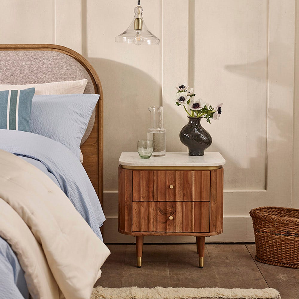 FLUTE 2 DRAWER BEDSIDE