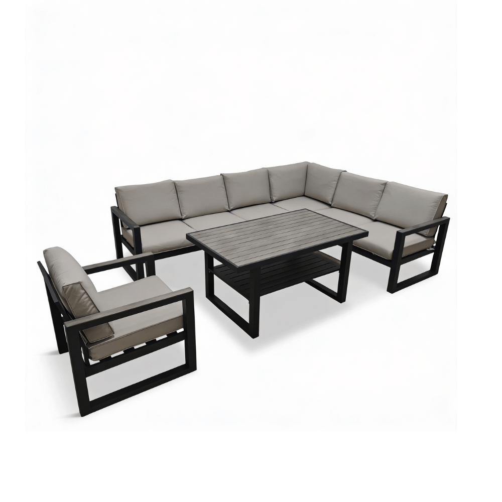GABRIELA RECTANGULAR MODULAR DINING SET WITH LOUNGE CHAIR