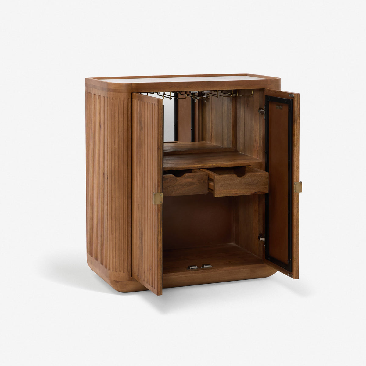 Claris Fluted Drinks Cabinet with White Marble