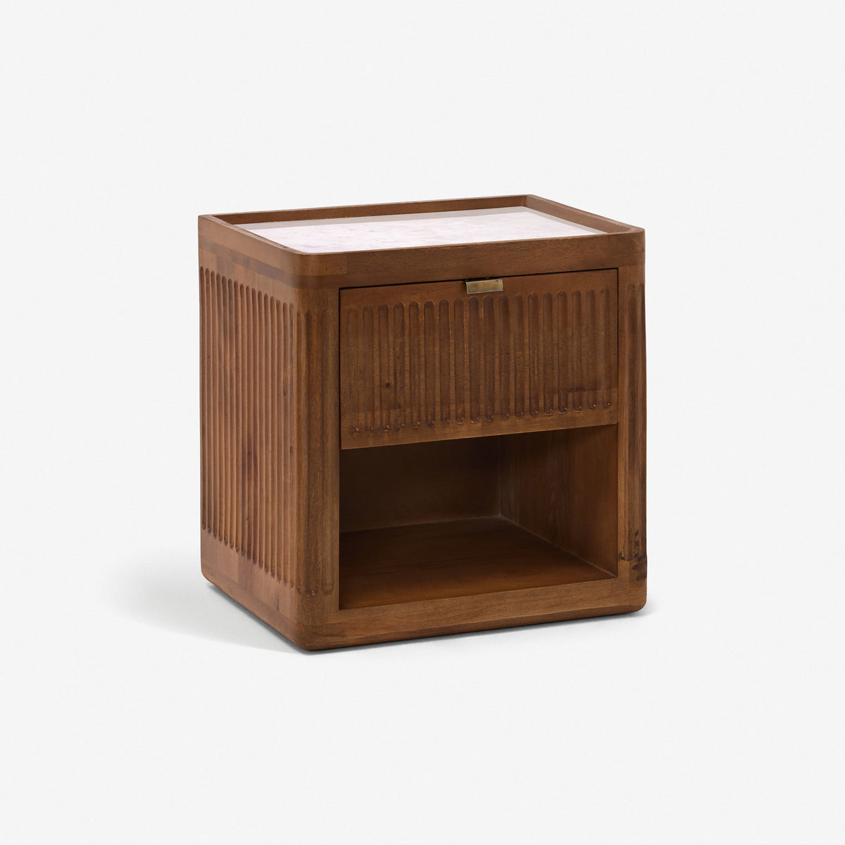 Claris Fluted Marble Bedside Table