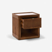 Claris Fluted Marble Bedside Table