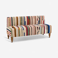Maevis Upholstered Bench in Striped Rug