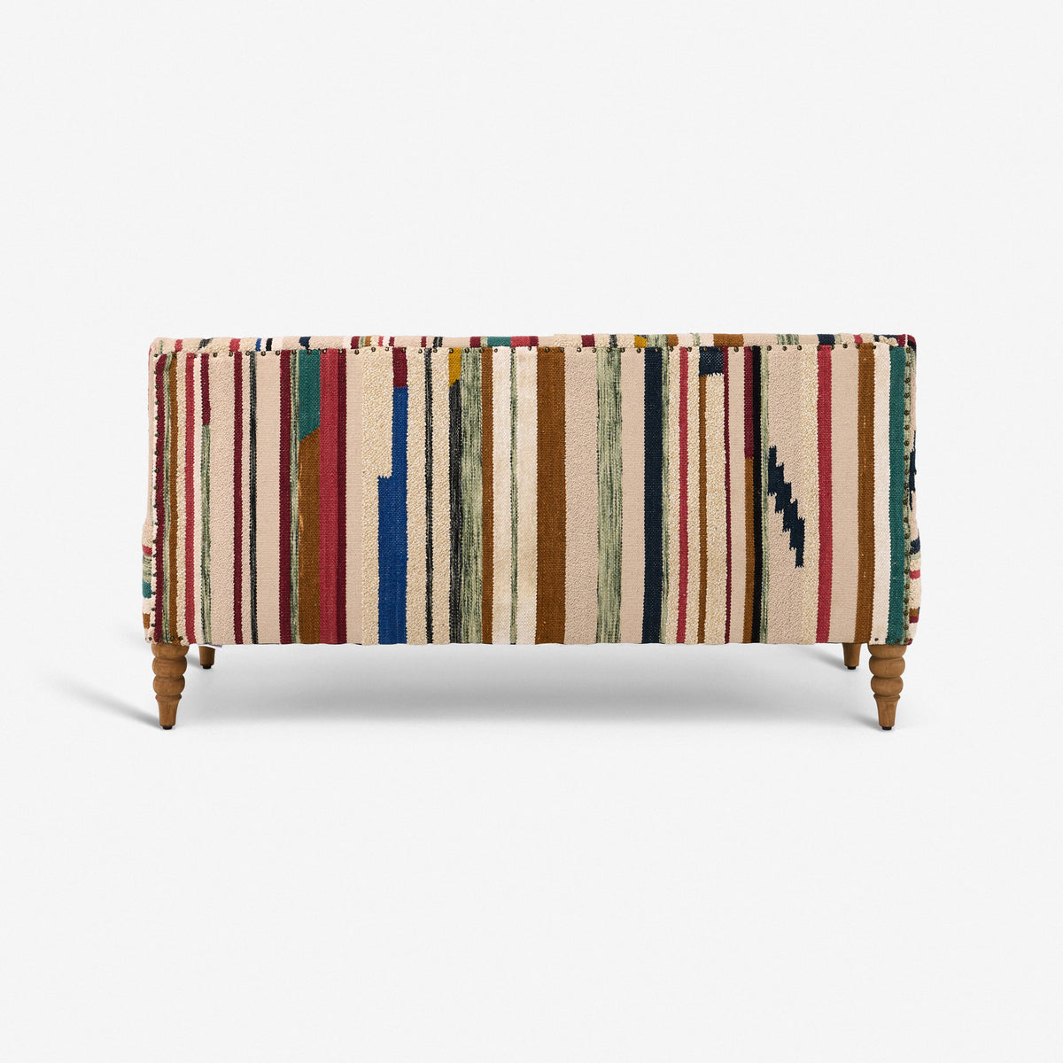 Maevis Upholstered Bench in Striped Rug