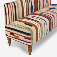 Maevis Upholstered Bench in Striped Rug