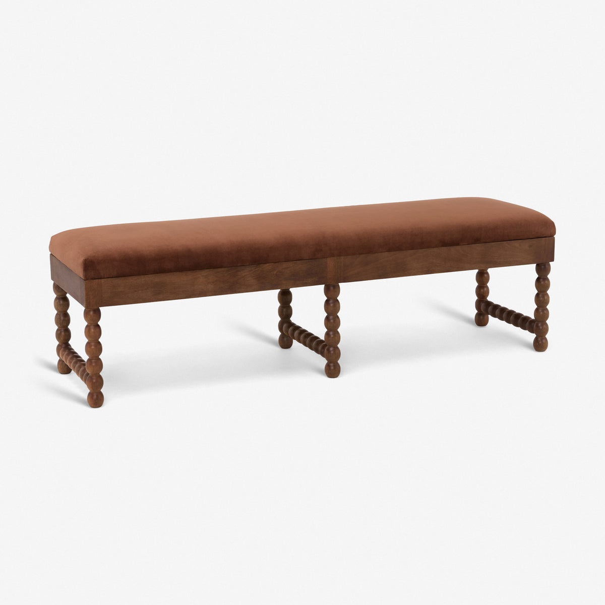 Oxford Upholstered Bench in Chocolate Velvet
